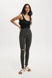 Ultra High Super Stretch Jean, GRAPHITE BLACK RIP - alternate image 1