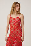 Flower Crochet Maxi Dress, SUMMER RED - alternate image 3
