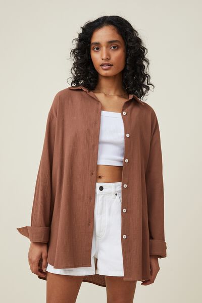 Airley Oversized Summer Shirt, RICH TAUPE