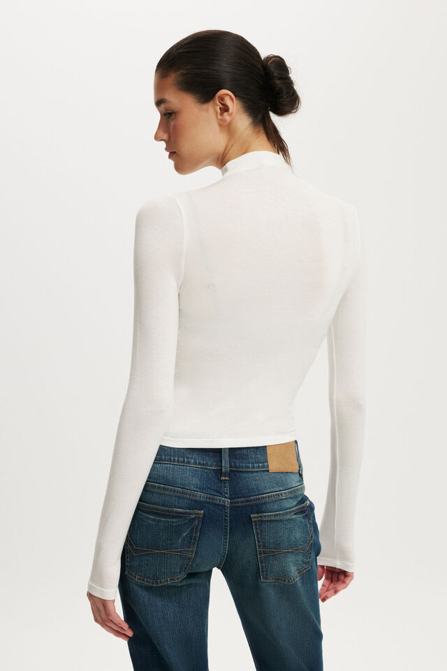 Base Layer Mock Neck Long Sleeve, VINTAGE WHITE