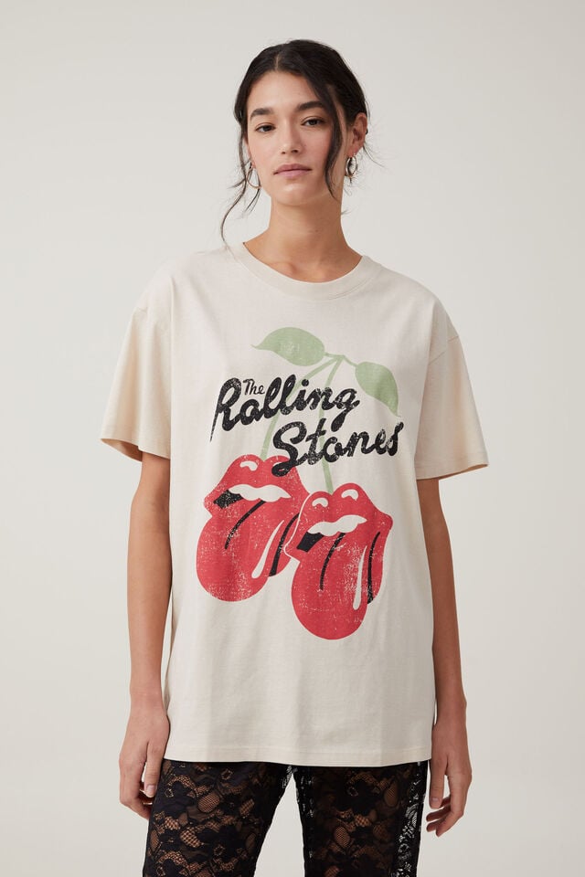 Rolling Stones Oversized Graphic Tee, LCN BRA ROLLING STONES CHERRIES/ STONE