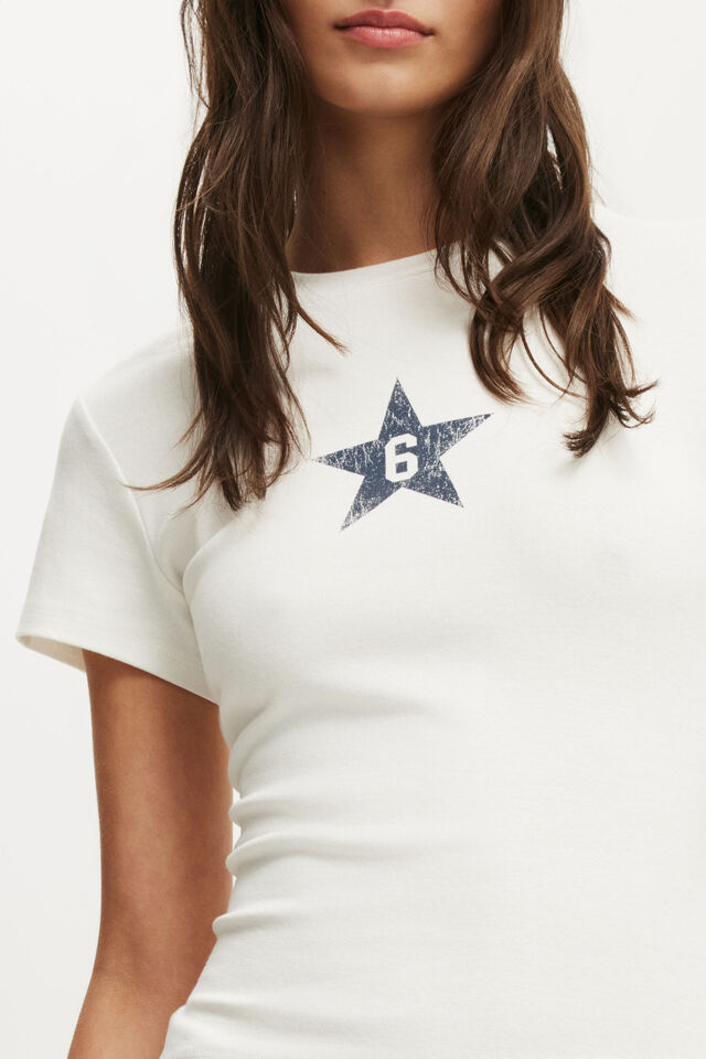The Tiny Graphic Tee, STAR 6 / VINTAGE WHITE