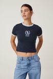 Fitted Graphic Longline Tee, MCU CREST/INK NAVY - alternate image 1