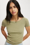 Heidi Picot Trim Short Sleeve Top, ARTICHOKE - alternate image 4