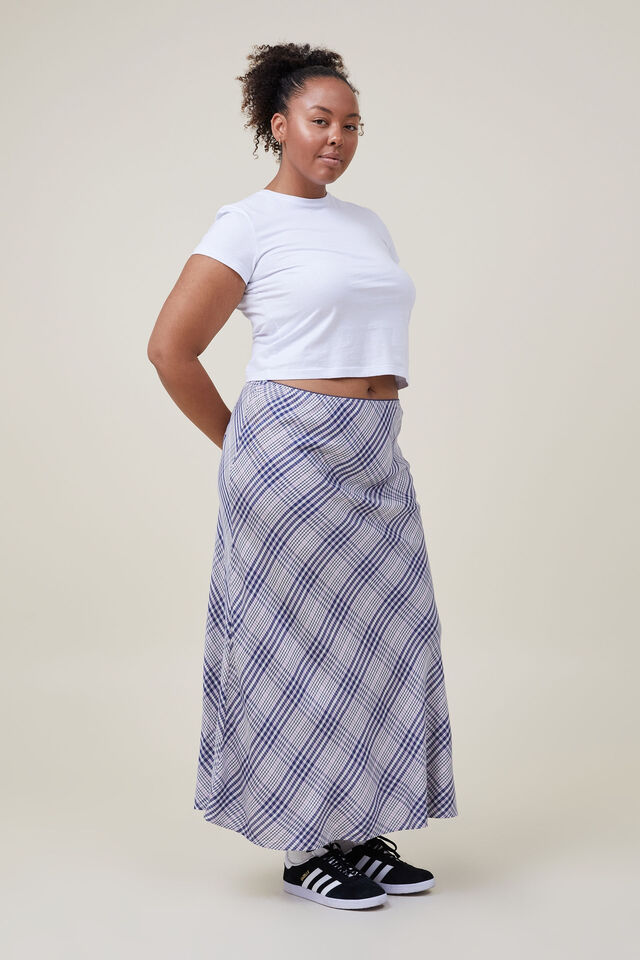 Saia - Picot Maxi Slip Skirt, FRANKIE CHECK VINTAGE NAVY