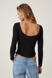 Camiseta - Margot Boat Neck Long Sleeve Top, BLACK - vista alternativa 3