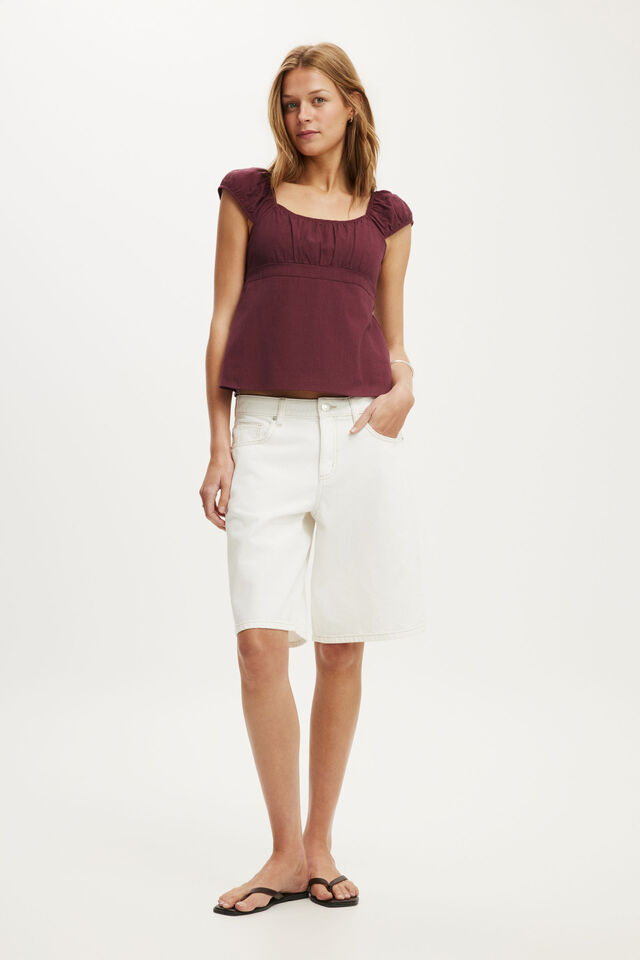 Tie Back Babydoll Top, SOUR CHERRY