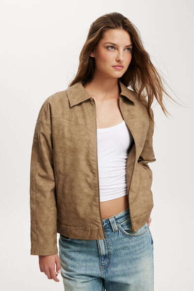 River Faux Suede Jacket, TAN