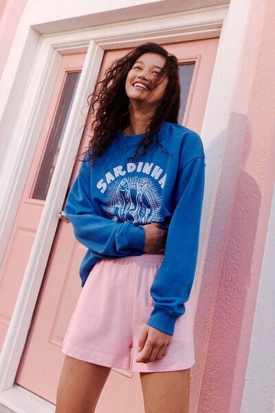 Classic Graphic Crew Sweatshirt, SARDINHA/PACIFIC BLUE