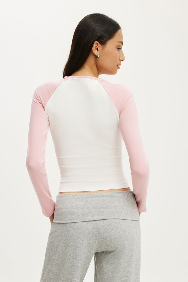Everyday Smooth Raglan Long Sleeve, VINTAGE WHITE/FLAMINGO FIZZ