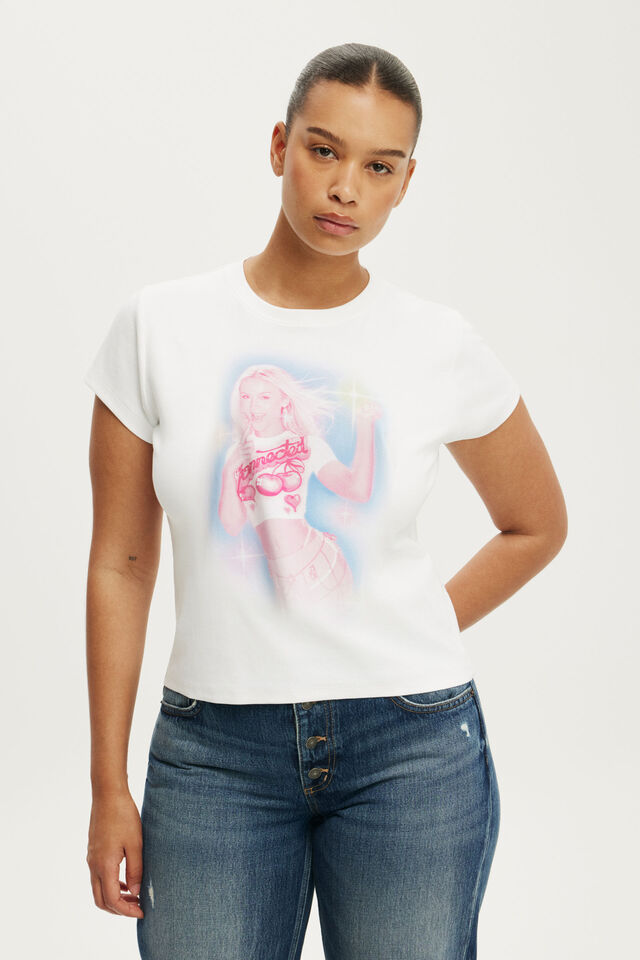 The Lcn Music Boxy Graphic Tee, LCN MT ZARA LARSSON LUSH PORTRAIT / WHITE