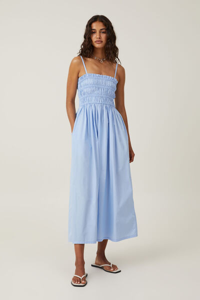 Lexi Shirred Maxi Dress, BLUE CHALK