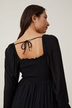 Aisha Shirred Maxi Dress, BLACK - alternate image 3