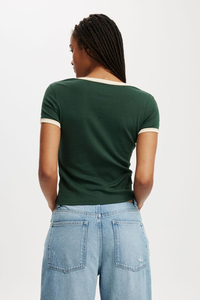 Fitted Graphic Longline Tee, FAIRHAVEN /PINE FOREST GREEN