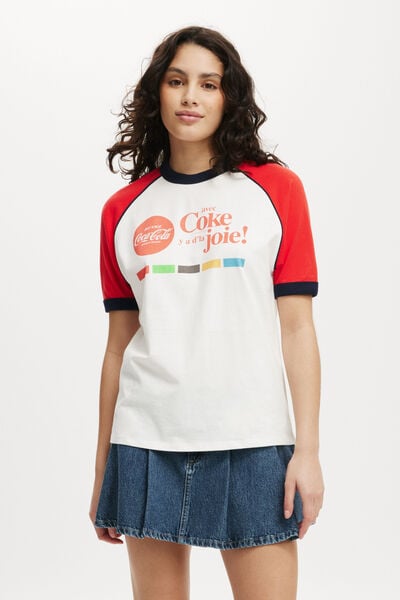 Camiseta - Regular Raglan Graphic Tee, LCN COK COCA COLA COKE JOIE/VINTAGE WHITE