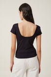 Camiseta - Emily Double Scoop Short Sleeve, BLACK - vista alternativa 3