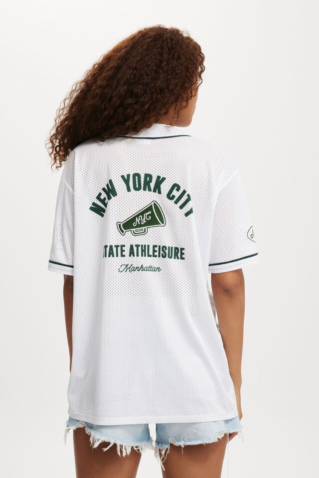 Jersey Graphic Baseball Shirt, NEW YORK/ WHITE