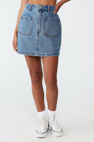 Denim Mod Mini Skirt, OFFSHORE BLUE