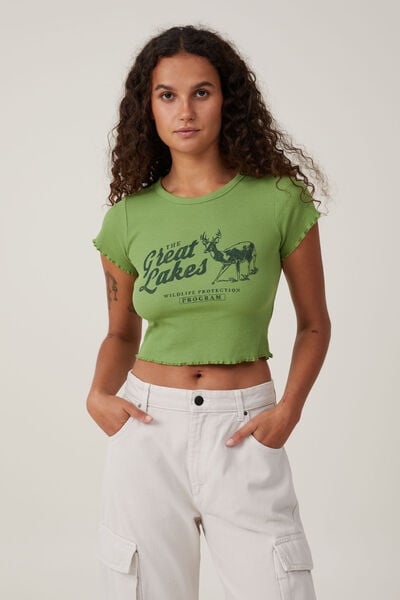 Crop Lettuce Graphic Tee, GREAT LAKES/ VINE GREEN