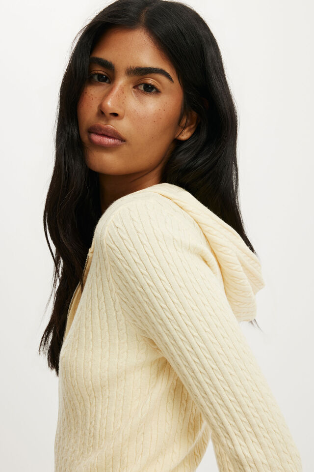 Everfine Hooded Knit, VANILLA GLOW