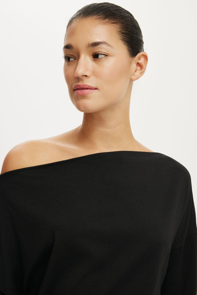 Sage Off Shoulder Long Sleeve, BLACK