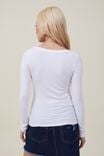Camiseta - Staple Rib Scoop Neck Long Sleeve Top, WHITE - vista alternativa 3