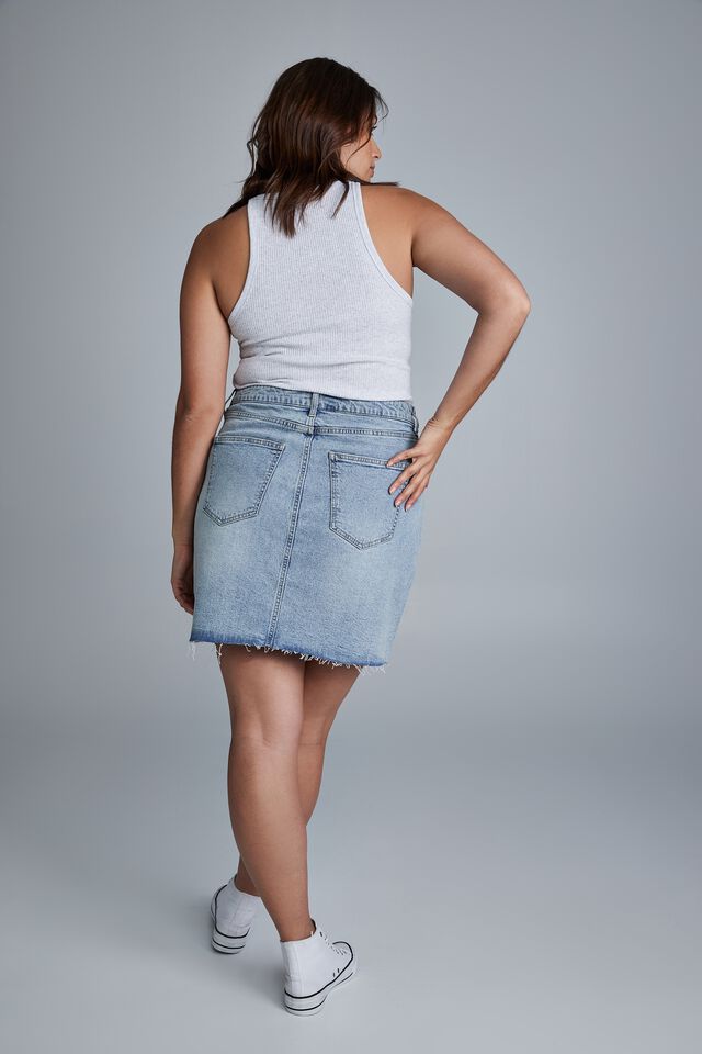 Curve Denim Mini Skirt, LENNOX BLUE