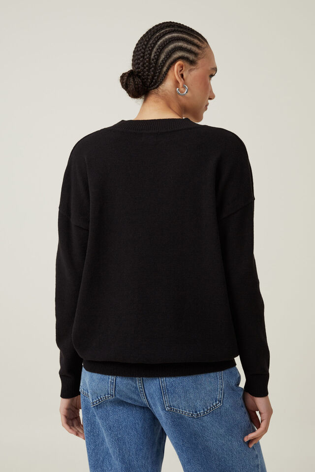 Everfine V-Neck Pullover, BLACK