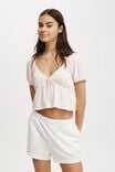 Mila Tie Front Short Sleeve Top, FLOSSY PINK - alternate image 1