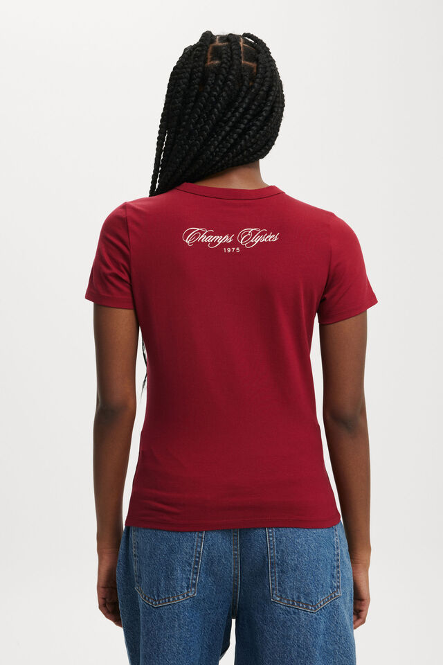 Fitted Graphic Longline Tee, CHAMPS ELYSEES/CHERRY ROUGE
