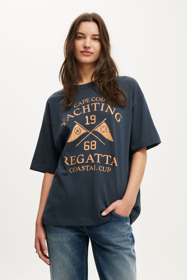 The Boxy Graphic Tee, CAPE COD YACHTING / INK NAVY