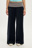 Velour Fold Over Sweatpant, SHADOW NAVY/STRIPE - example image 4