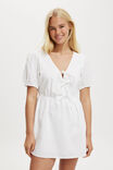 Allegra Tie Detail Mini Dress, WHITE - alternate image 1