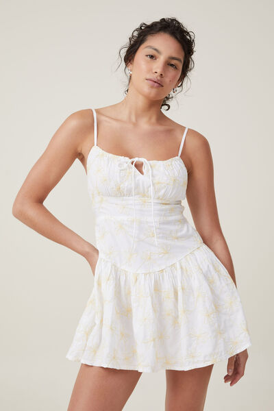 Ella Embroidered Mini Dress, EMILY DAISY EMBROIDERY WHITE