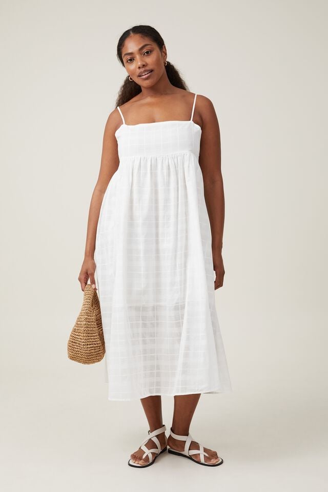 Tilly Textured Maxi Dress, WHITE