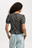 Camille Short Sleeve Blouse, BOBBI DITSY WASHED BLACK - alternate image 3