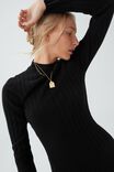 Vestido - Twist Knit Mock Neck Midi Dress, BLACK - vista alternativa 2