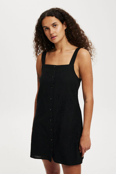 Kyha Embroidered Mini Dress, BLACK