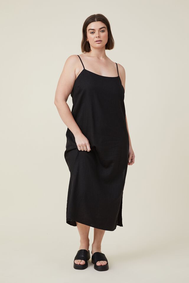cottonon.com | Curve Haven Linen Blend Slip Maxi Dress
