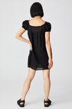 Woven Petite Erica Short Sleeve Mini Tunic, BLACK
