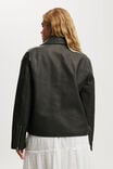 Roman Faux Leather Biker Jacket, WASHED BLACK - alternate image 3