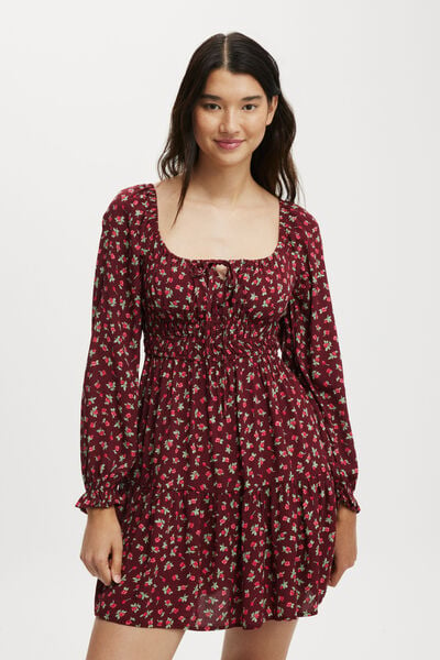 Valerie Long Sleeve Mini Dress, ELLIOT ROSE CHERRY