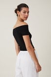 Rib Off Shoulder Knit, BLACK - alternate image 3