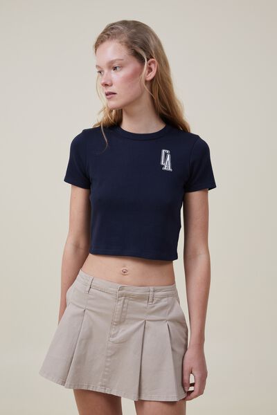 Micro Fit Rib Graphic Tee, CA/ INK NAVY