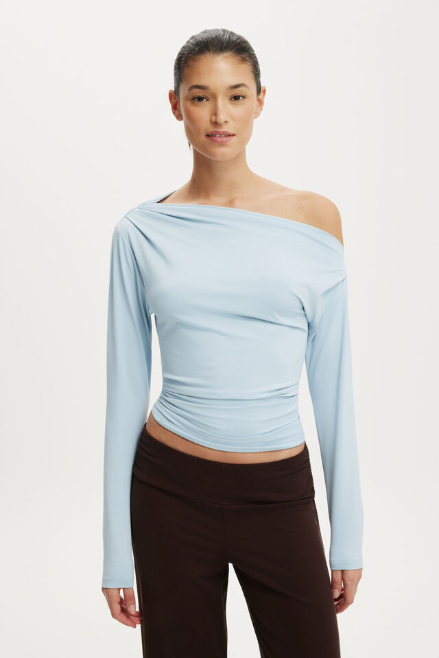 Georgie Off Shoulder Long Sleeve, ICED MARINE