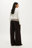 Velour Fold Over Sweatpant, DARK OAK/STRIPE - example image 2