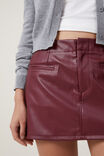 Faux Leather Mini Skirt, DEEP CHERRY - alternate image 4