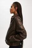 Ivy Faux Leather Jacket, WASHED BROWN - alternate image 4