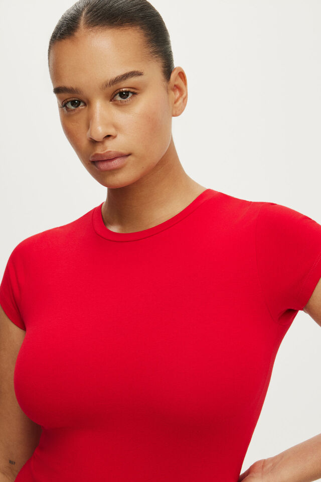 All Day Crew Tee, RED PETAL