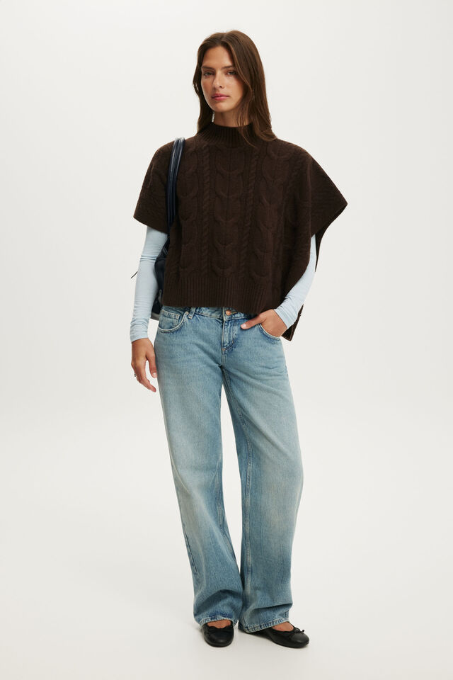 Cable Poncho, DARK OAK